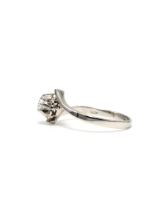 Bague Art Déco en or blanc 18 carats sertie d'un diamant "taille" brillant (+-0.23ct) - 3