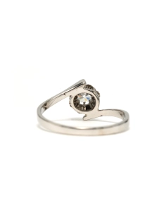 Bague Art Déco en or blanc 18 carats sertie d'un diamant "taille" brillant (+-0.23ct) - 4