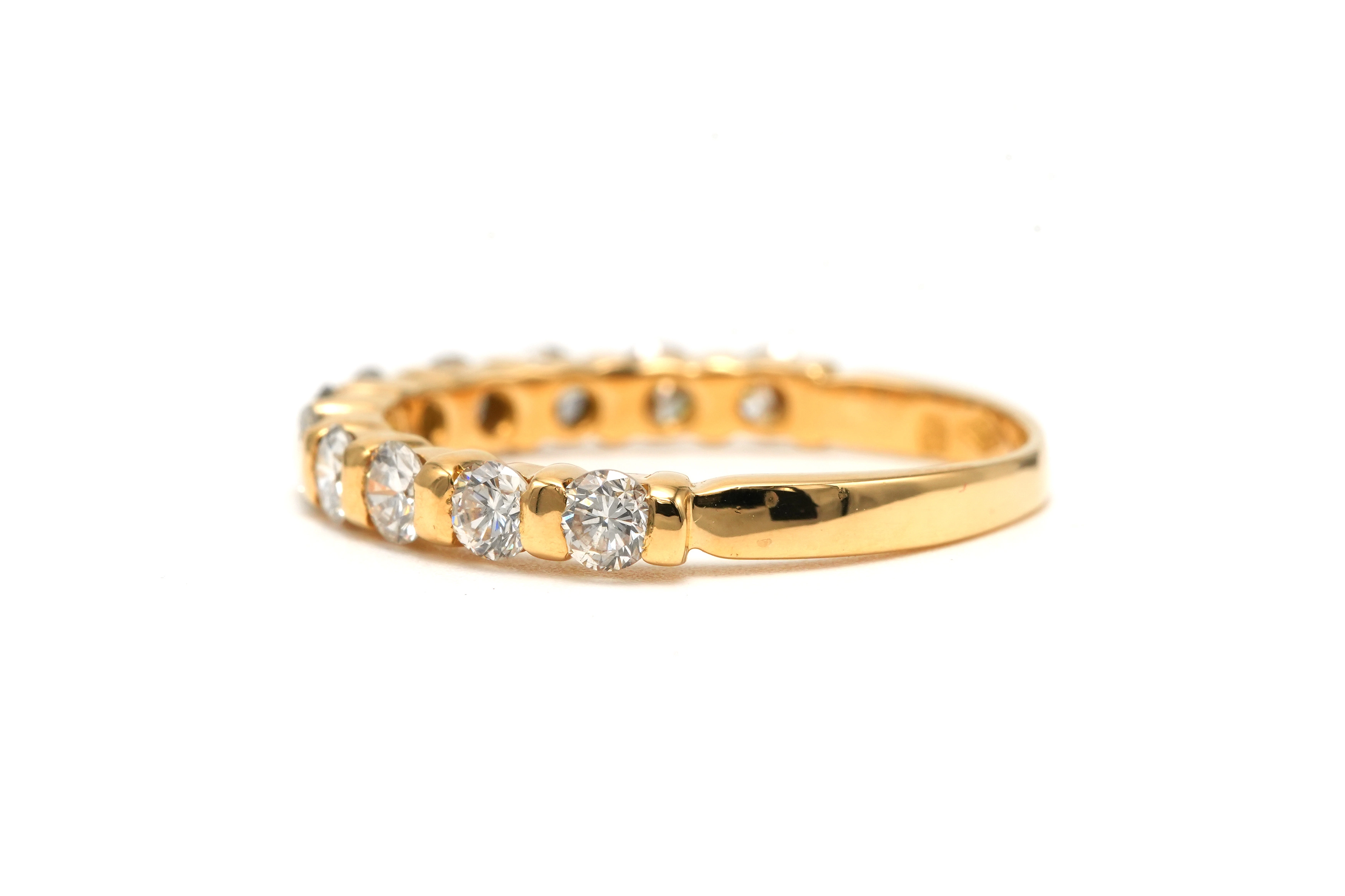 Alliance demi-américaine contemporaine en or jaune 18 carats sertie de diamants "taille" brillant (+-0.77ct) - 2