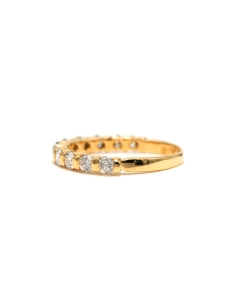 Alliance demi-américaine contemporaine en or jaune 18 carats sertie de diamants "taille" brillant (+-0.77ct) - 2