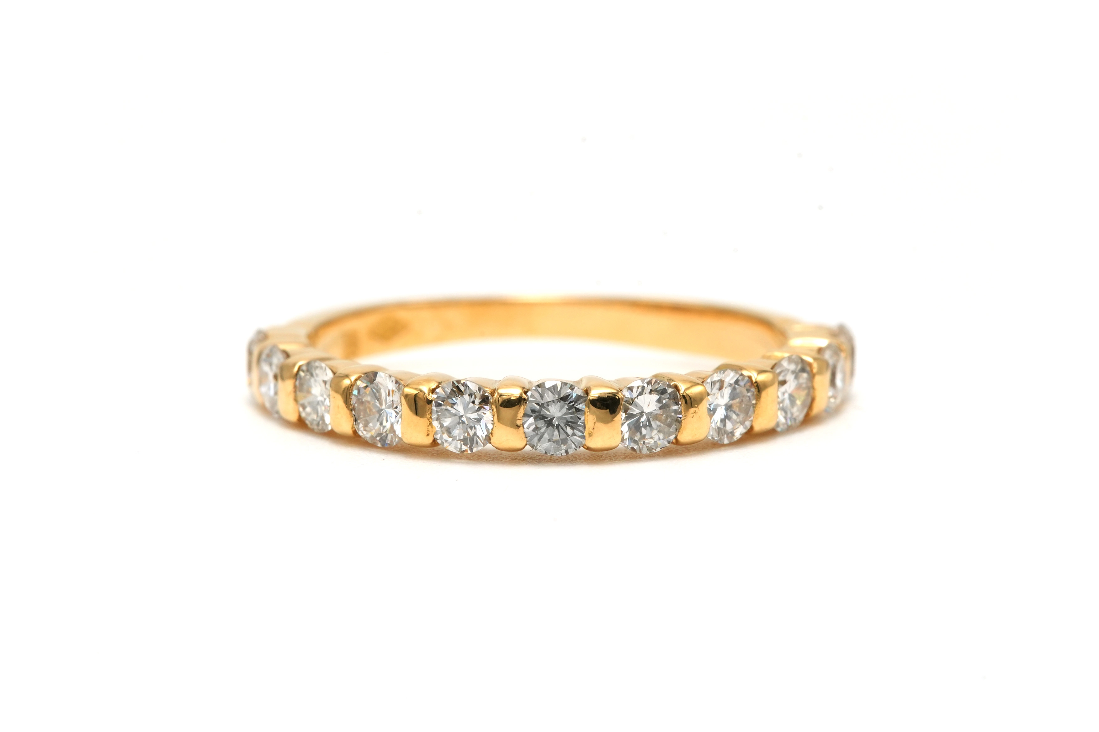 Alliance demi-américaine contemporaine en or jaune 18 carats sertie de diamants "taille" brillant (+-0.77ct) - - 1