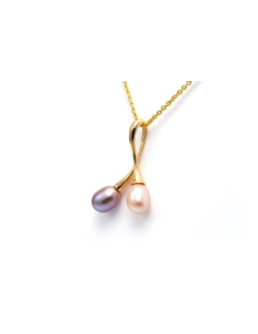 Pendentif contemporain en or jaune 18 carats serti de perles - 2