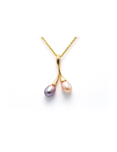 Pendentif contemporain en or jaune 18 carats serti de perles - 1