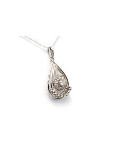 Pendentif Art Déco en or blanc 18 carats serti de diamants "taille" brillant (+-0.97ct) - - 3