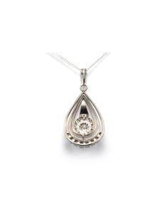 Pendentif Art Déco en or blanc 18 carats serti de diamants "taille" brillant (+-0.97ct) - - 4
