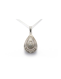 Pendentif Art Déco en or blanc 18 carats serti de diamants "taille" brillant (+-0.97ct) - - 1
