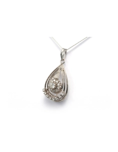 Pendentif Art Déco en or blanc 18 carats serti de diamants "taille" brillant (+-0.97ct) - - 2