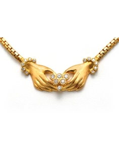 Collier contemporain en or jaune 18 carats et diamants "taille" brillant (+-0.234ct) - 1