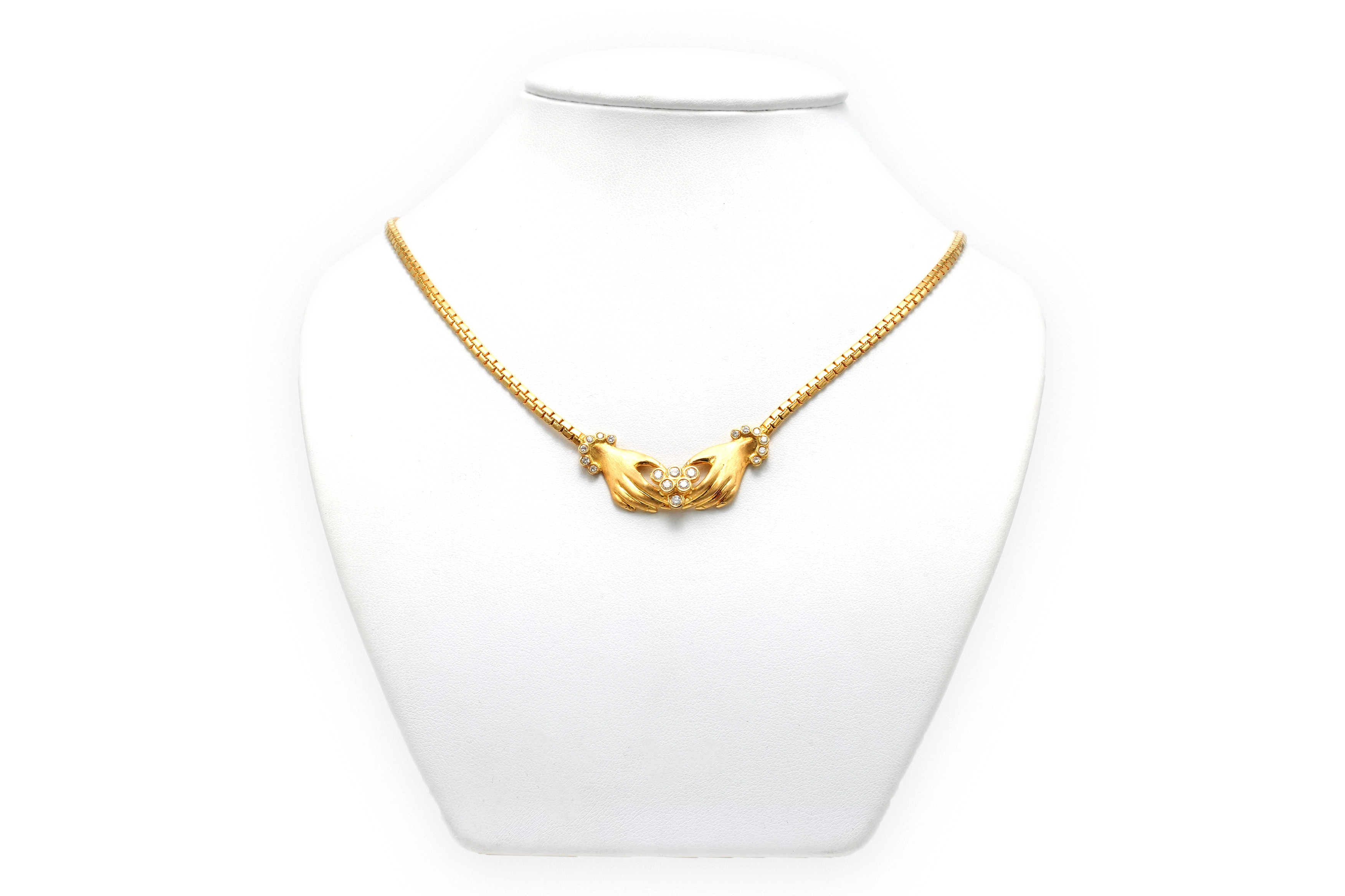 Collier contemporain en or jaune 18 carats et diamants "taille" brillant (+-0.234ct) - 2