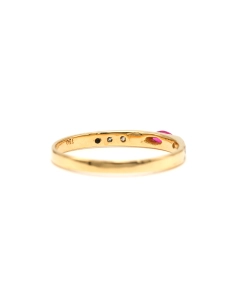 Bague contemporaine en or jaune 18 carats sertie d'un rubis et de diamants "taille" brillant (+-0.042ct) - 5