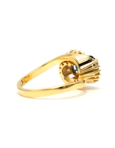 Bague contemporaine en or jaune 18 carats sertie de saphirs et de diamants "taille" brillant (+-0.25ct) - 5
