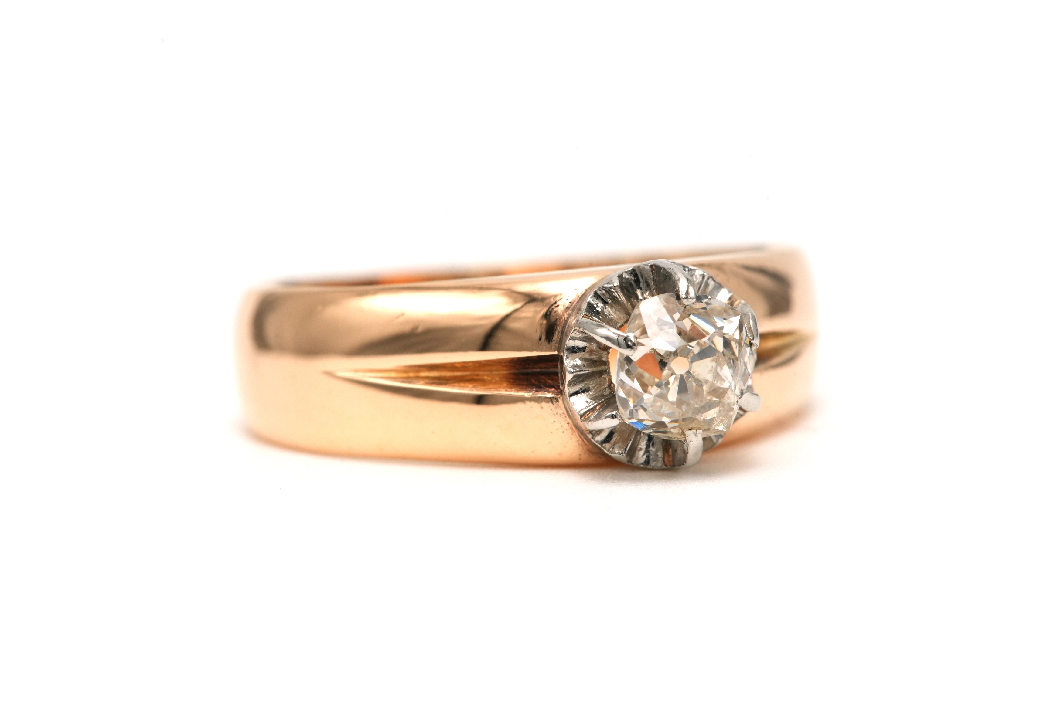 Bague Napoléon III en or jaune 18 carats et argent sertie d'un diamant old cut - 6
