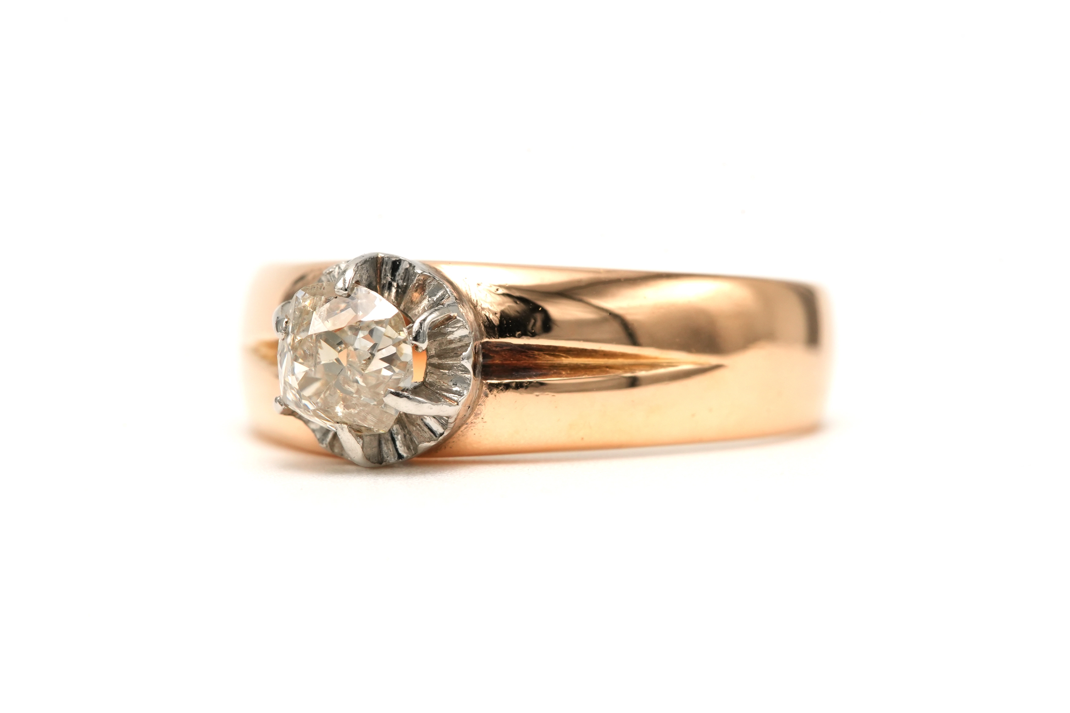 Bague Napoléon III en or jaune 18 carats et argent sertie d'un diamant old cut - 2