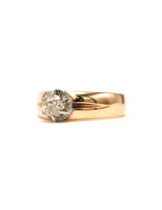 Bague Napoléon III en or jaune 18 carats et argent sertie d'un diamant old cut - 2