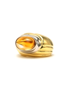Bague Contemporaine en or jaune et blanc 18 carats sertie d'une citrine - 2