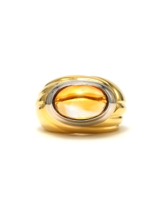 Bague Contemporaine en or jaune et blanc 18 carats sertie d'une citrine - 1