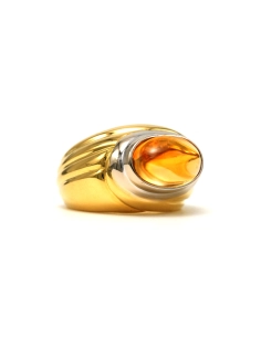 Bague Contemporaine en or jaune et blanc 18 carats sertie d'une citrine - 6