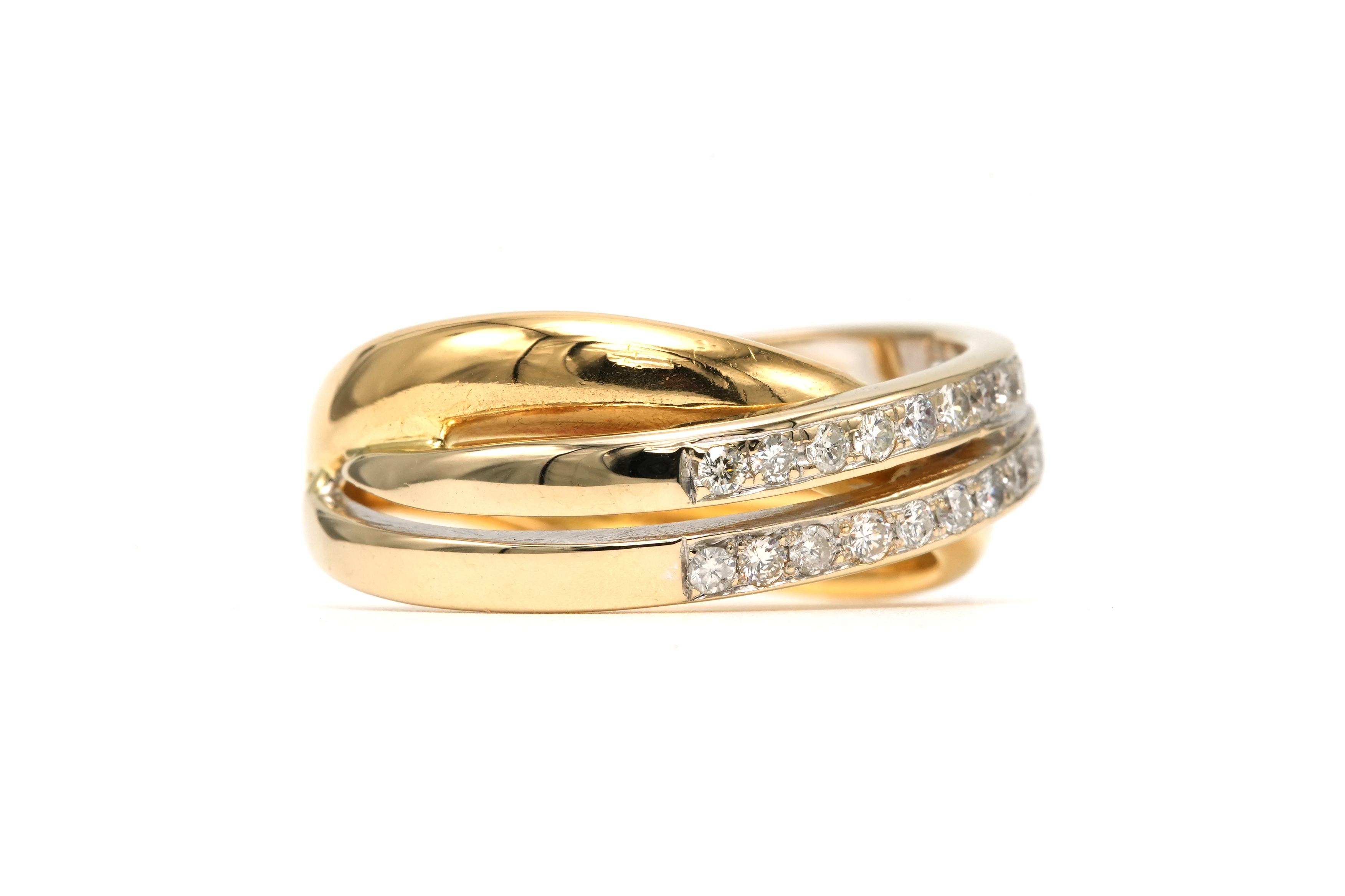 Bague contemporaine en or jaune 18 carats sertie de diamants "taille" brillant (+-0.26ct) - 6