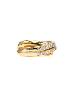 Bague contemporaine en or jaune 18 carats sertie de diamants "taille" brillant (+-0.26ct) - 6