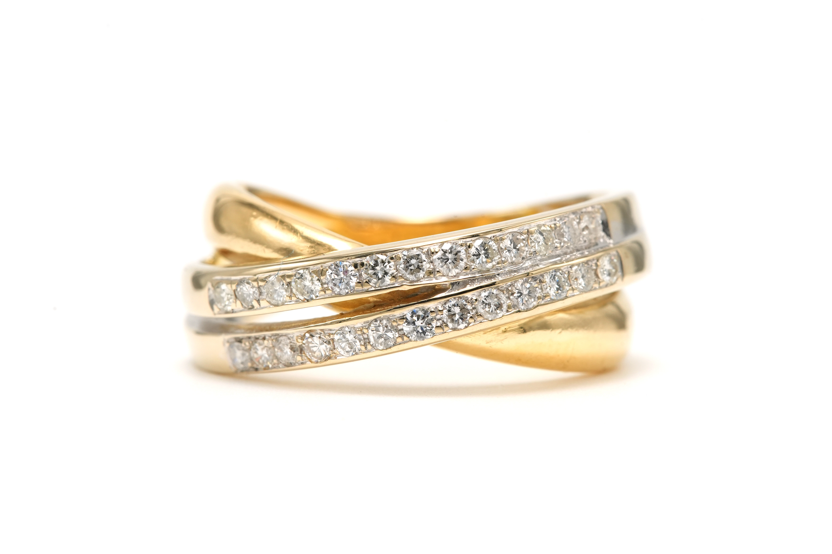 Bague contemporaine en or jaune 18 carats sertie de diamants "taille" brillant (+-0.26ct) - 1