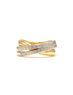 Bague contemporaine en or jaune 18 carats sertie de diamants "taille" brillant (+-0.26ct) - 1