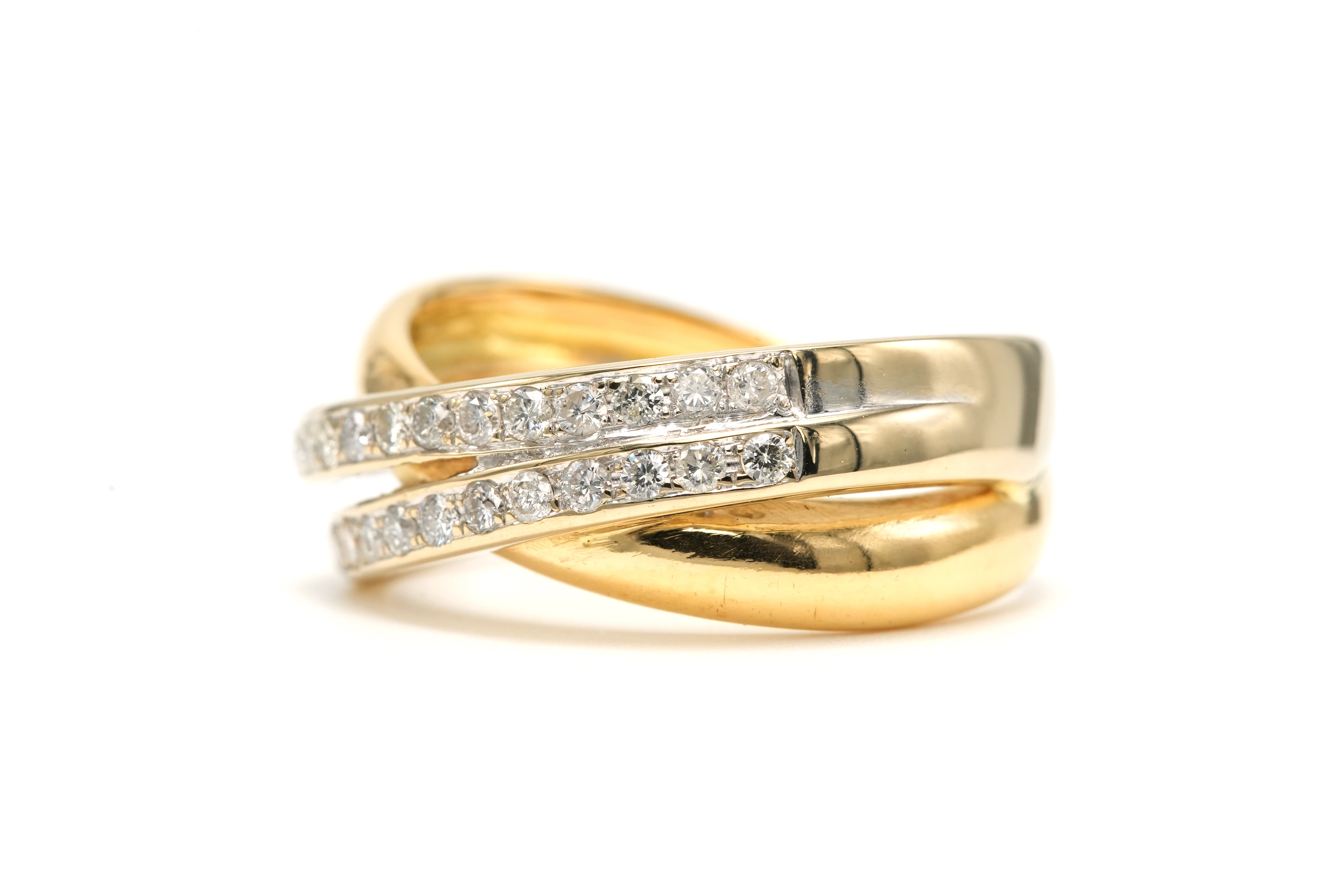 Bague contemporaine en or jaune 18 carats sertie de diamants "taille" brillant (+-0.26ct) - 2