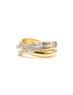 Bague contemporaine en or jaune 18 carats sertie de diamants "taille" brillant (+-0.26ct) - 2