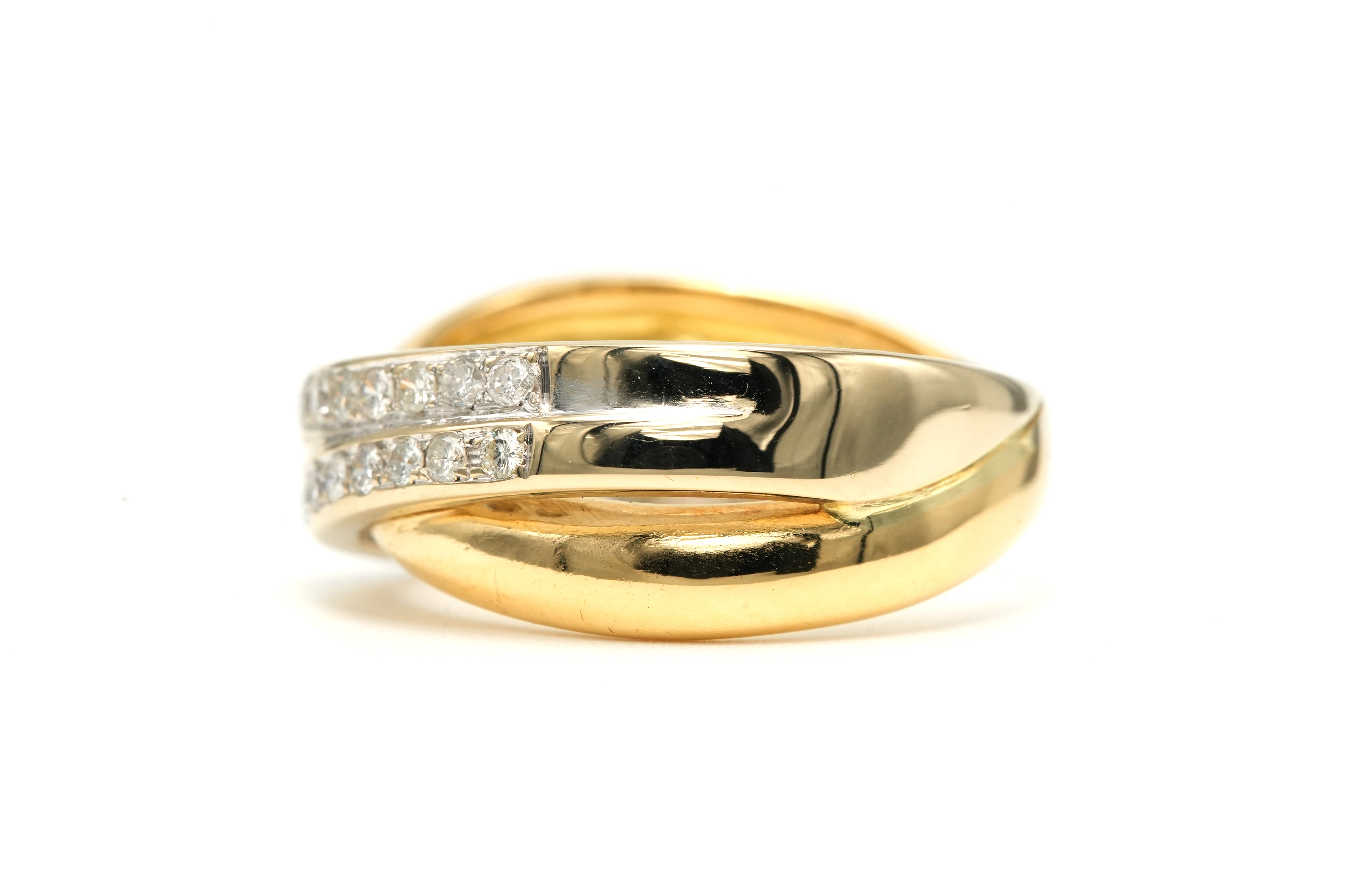Bague contemporaine en or jaune 18 carats sertie de diamants "taille" brillant (+-0.26ct) - 3