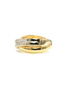 Bague contemporaine en or jaune 18 carats sertie de diamants "taille" brillant (+-0.26ct) - 3
