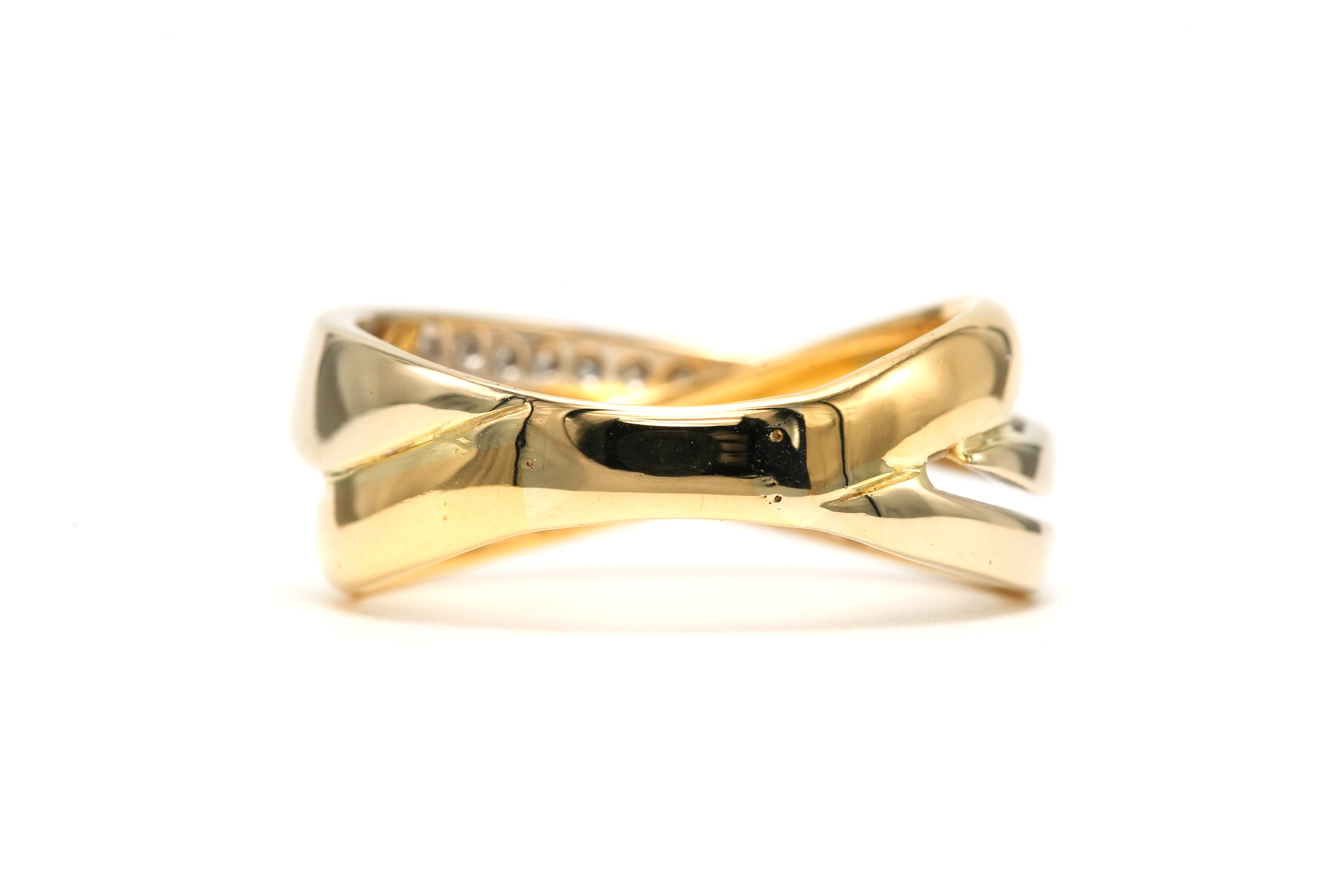 Bague contemporaine en or jaune 18 carats sertie de diamants "taille" brillant (+-0.26ct) - 4