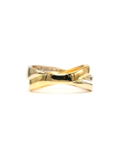 Bague contemporaine en or jaune 18 carats sertie de diamants "taille" brillant (+-0.26ct) - 4