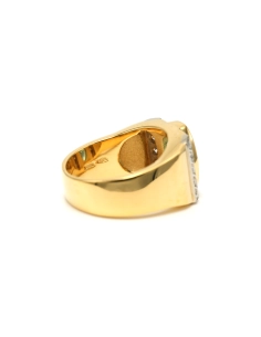 Bague "MANFREDI" contemporaine en or jaune 18 carats sertie d'une topaze et de diamants "taille" brillant (+-0.1ct) - 5
