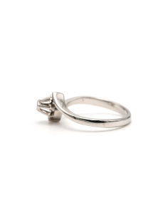 Bague Art Déco en or blanc 18 carats sertie d'un diamant "taille" brillant (+-0.02ct) - - 3