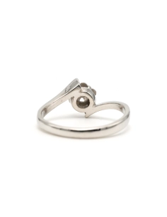 Bague Art Déco en or blanc 18 carats sertie d'un diamant "taille" brillant (+-0.02ct) - 4