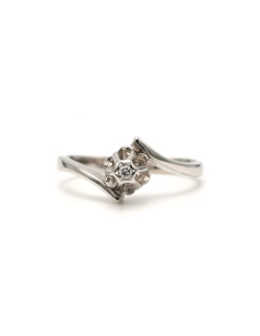 Bague Art Déco en or blanc 18 carats sertie d'un diamant "taille" brillant (+-0.02ct) - - 1