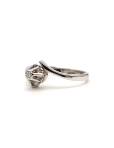 Bague Art Déco en or blanc 18 carats sertie d'un diamant "taille" brillant (+-0.02ct) - - 2
