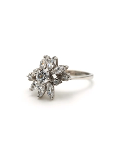 Bague contemporaine en or blanc 14 carats sertie de zirconiums - - 2