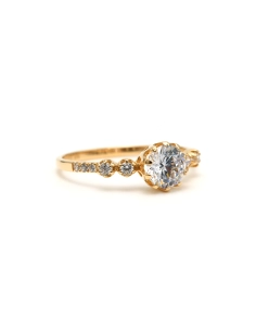 Bague contemporaine en or jaune 9 carats sertie de zirconiums - - 6