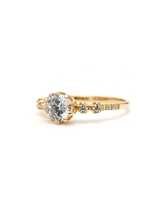 Bague contemporaine en or jaune 9 carats sertie de zirconiums - - 2