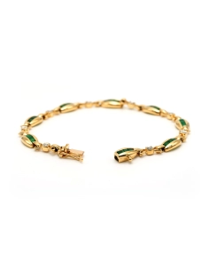 Bracelet contemporain en or jaune 18 carats serti d'émeraudes et de diamants "taille" brillant (+-0.112ct) - - 4