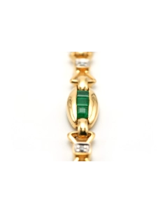 Bracelet contemporain en or jaune 18 carats serti d'émeraudes et de diamants "taille" brillant (+-0.112ct) - - 5