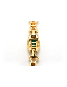 Bracelet contemporain en or jaune 18 carats serti d'émeraudes et de diamants "taille" brillant (+-0.112ct) - - 6