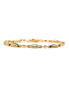 Bracelet contemporain en or jaune 18 carats serti d'émeraudes et de diamants "taille" brillant (+-0.112ct) - - 2