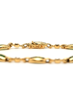 Bracelet contemporain en or jaune 18 carats serti d'émeraudes et de diamants "taille" brillant (+-0.112ct) - - 3