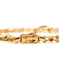 Bracelet contemporain en or jaune 18 carats serti d'émeraudes et de diamants "taille" brillant (+-0.112ct) - - 7