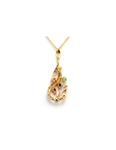 Pendentif contemporain en or jaune 18 carats serti de pierres multiples et de diamants "taille" brillant (+-0.29ct) - - 4