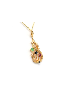 Pendentif contemporain en or jaune 18 carats serti de pierres multiples et de diamants "taille" brillant (+-0.29ct) - - 3