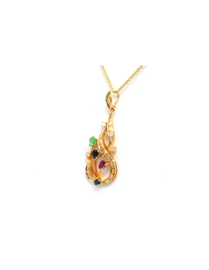 Pendentif contemporain en or jaune 18 carats serti de pierres multiples et de diamants "taille" brillant (+-0.29ct) - - 2