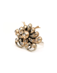 Bague Napoléon III en or jaune 18 carats et argent sertie de diamants "taille" rose - 2