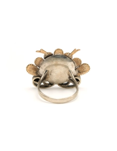 Bague Napoléon III en or jaune 18 carats et argent sertie de diamants "taille" rose - 4